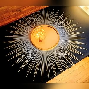 35" FRAMED Sunburst Mirror Ombre GOLD & SILVER Decorative Wall Mirror